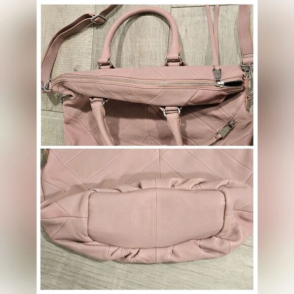 Christopher Kon Patchwork Leather Shoulder Bag Tote in Blush Pink - Picture 4 of 8